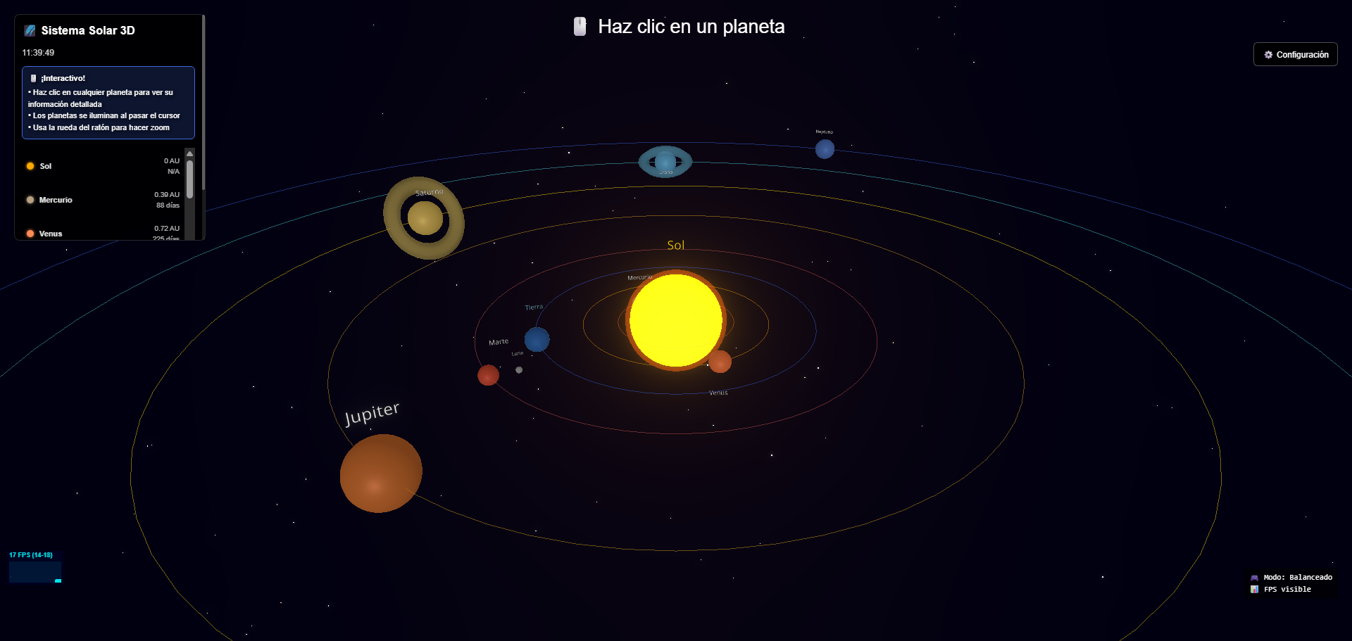 Sistema Solar Interactivo